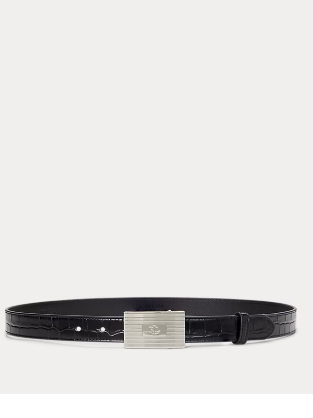 Lauren Ralph Lauren Engine-Turned Croc-Embossed Leather Belt Women’s Size Large